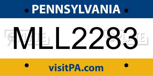 MLL2283 Pennsylvania License Plate