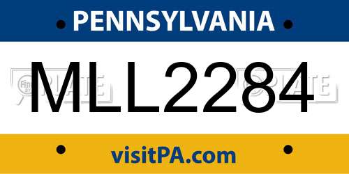 MLL2284 Pennsylvania License Plate