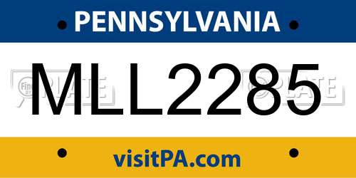 MLL2285 Pennsylvania License Plate