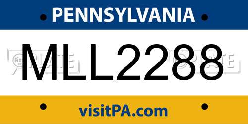 MLL2288 Pennsylvania License Plate