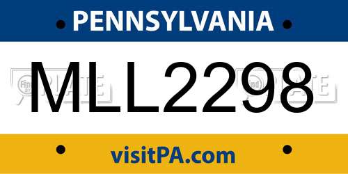 MLL2298 Pennsylvania License Plate
