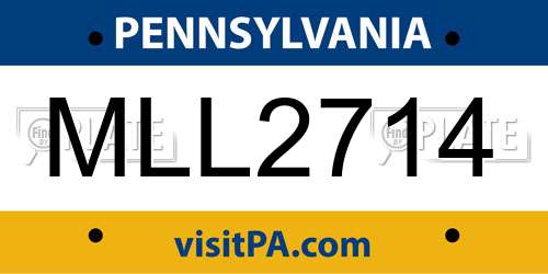 MLL2714 Pennsylvania License Plate
