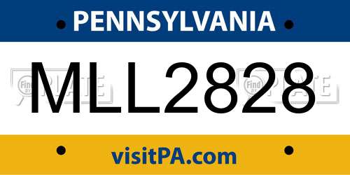 MLL2828 Pennsylvania License Plate