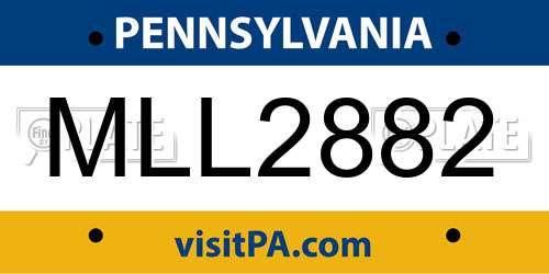 MLL2882 Pennsylvania License Plate