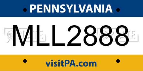 MLL2888 Pennsylvania License Plate