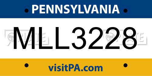 MLL3228 Pennsylvania License Plate