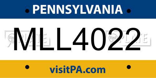 MLL4022 Pennsylvania License Plate