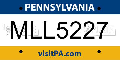 MLL5227 Pennsylvania License Plate