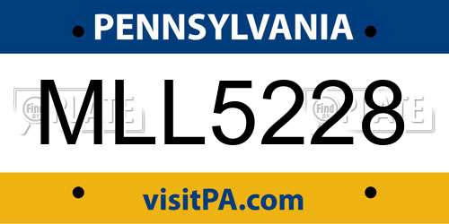 MLL5228 Pennsylvania License Plate