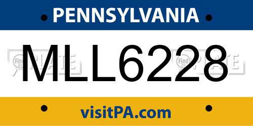 MLL6228 Pennsylvania License Plate