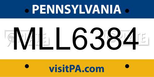 MLL6384 Pennsylvania License Plate