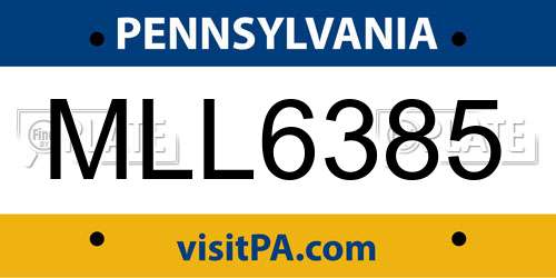 MLL6385 Pennsylvania License Plate