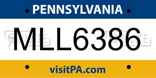 MLL6386 Pennsylvania License Plate