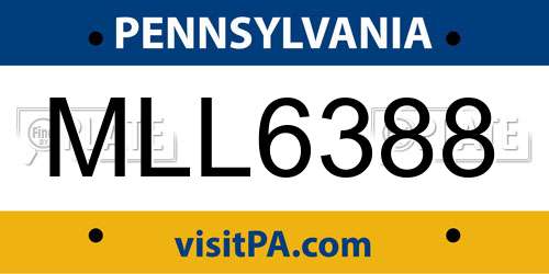 MLL6388 Pennsylvania License Plate
