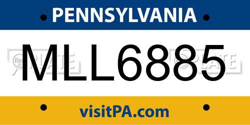 MLL6885 Pennsylvania License Plate