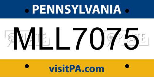 MLL7075 Pennsylvania License Plate