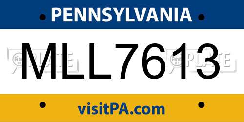 MLL7613 Pennsylvania License Plate