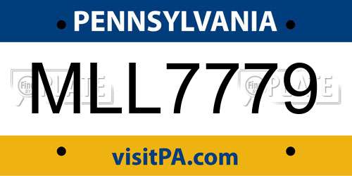 MLL7779 Pennsylvania License Plate