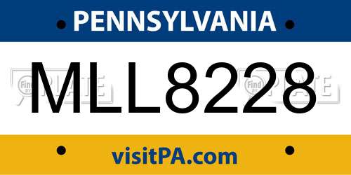 MLL8228 Pennsylvania License Plate