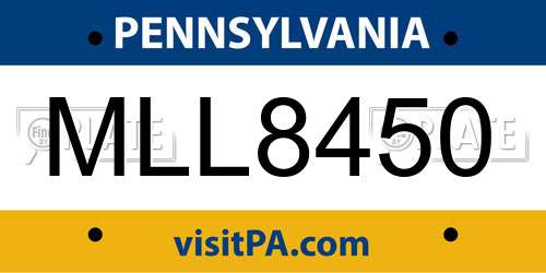 MLL8450 Pennsylvania License Plate