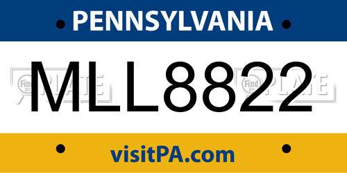 MLL8822 Pennsylvania License Plate