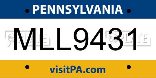 MLL9431 Pennsylvania License Plate