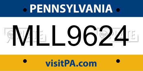 MLL9624 Pennsylvania License Plate