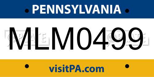 MLM0499 Pennsylvania License Plate