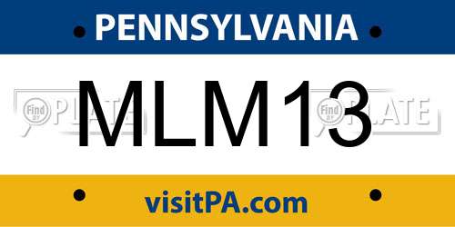 MLM13 Pennsylvania License Plate
