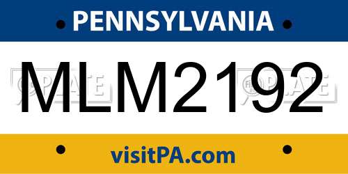 MLM2192 Pennsylvania License Plate