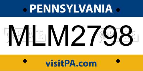 MLM2798 Pennsylvania License Plate