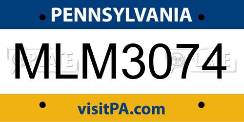 MLM3074 Pennsylvania License Plate