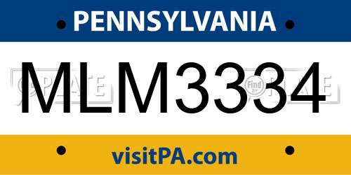 MLM3334 Pennsylvania License Plate