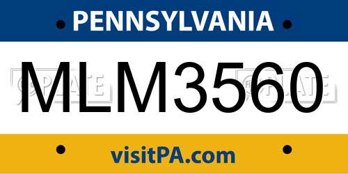 MLM3560 Pennsylvania License Plate