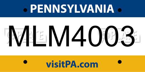 MLM4003 Pennsylvania License Plate