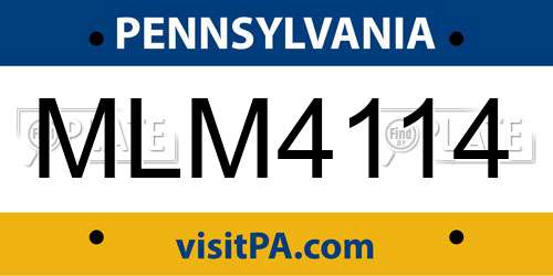 MLM4114 Pennsylvania License Plate
