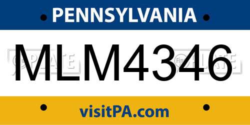 MLM4346 Pennsylvania License Plate