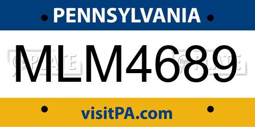 MLM4689 Pennsylvania License Plate