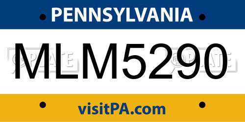 MLM5290 Pennsylvania License Plate