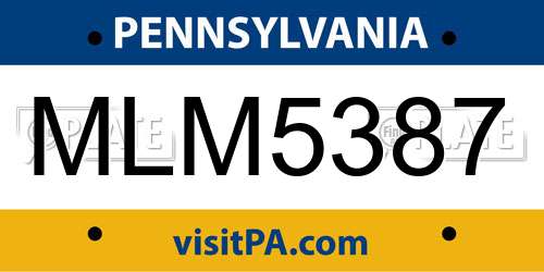 MLM5387 Pennsylvania License Plate