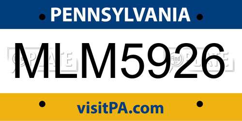 MLM5926 Pennsylvania License Plate