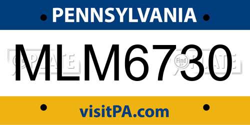 MLM6730 Pennsylvania License Plate