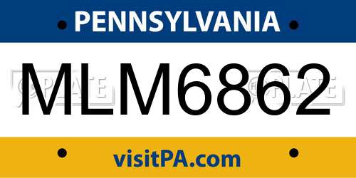 MLM6862 Pennsylvania License Plate