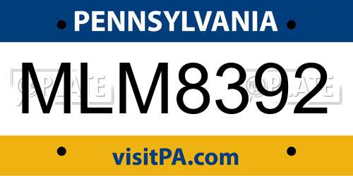 MLM8392 Pennsylvania License Plate