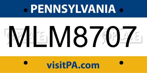 MLM8707 Pennsylvania License Plate