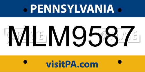 MLM9587 Pennsylvania License Plate