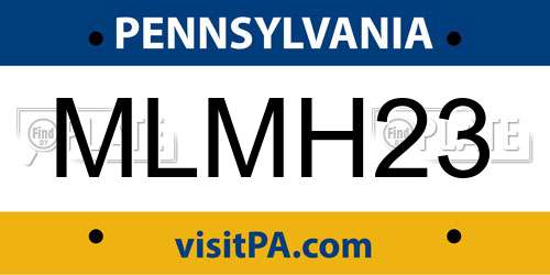 MLMH23 Pennsylvania License Plate