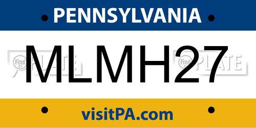 MLMH27 Pennsylvania License Plate