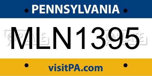 MLN1395 Pennsylvania License Plate