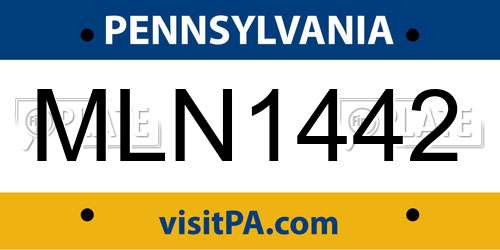 MLN1442 Pennsylvania License Plate